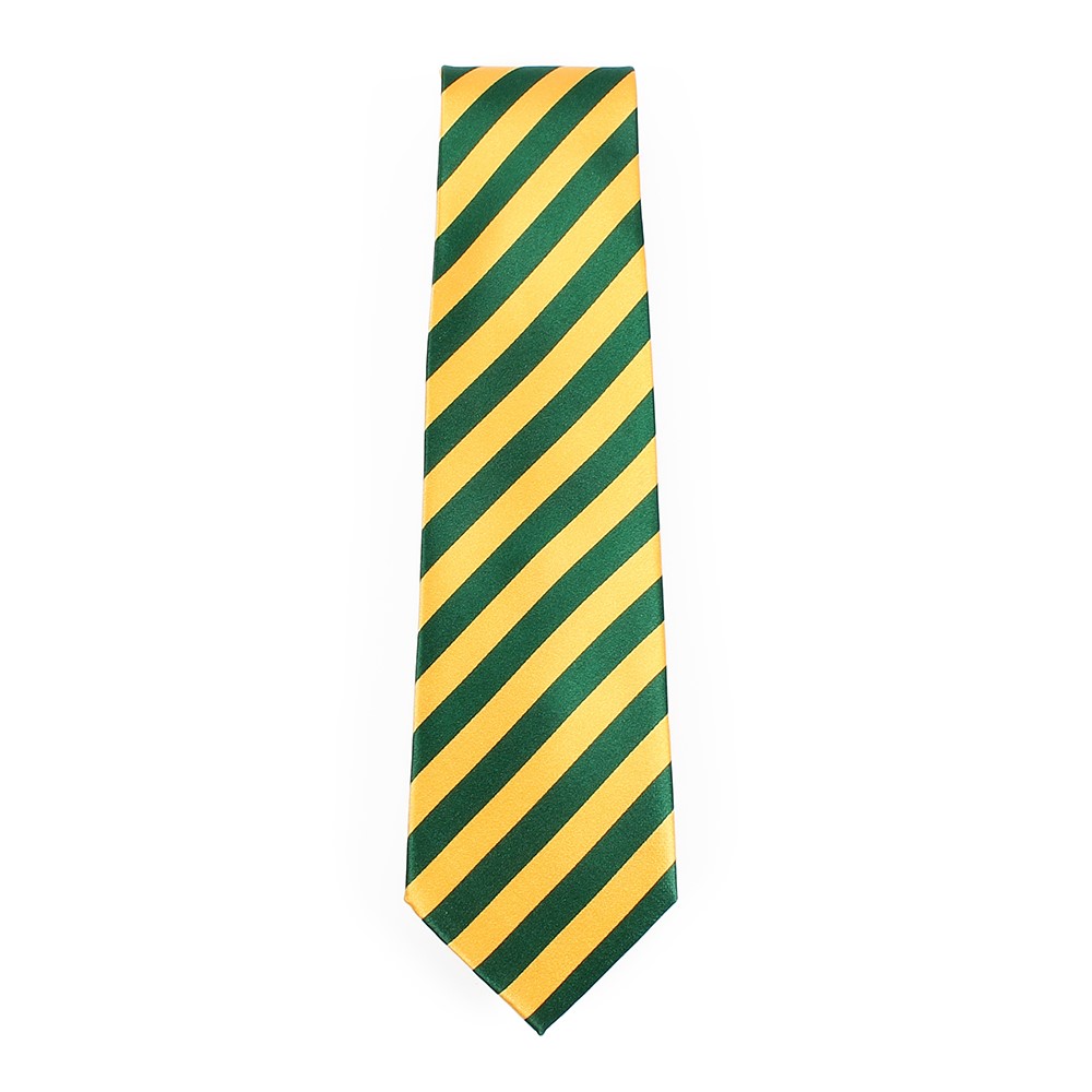 Silk Tie - Green and Gold double even stripe - The Nationals
